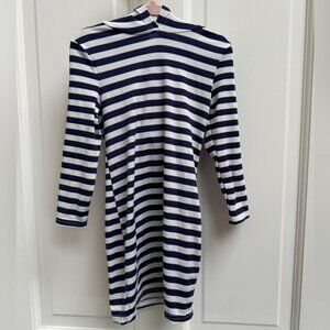 SHEIN Toddler Girls Size 4 Navy and White Striped Light Weight Long Sleeve Dress